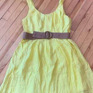 Lemon Yellow Summer Dress with Belt
